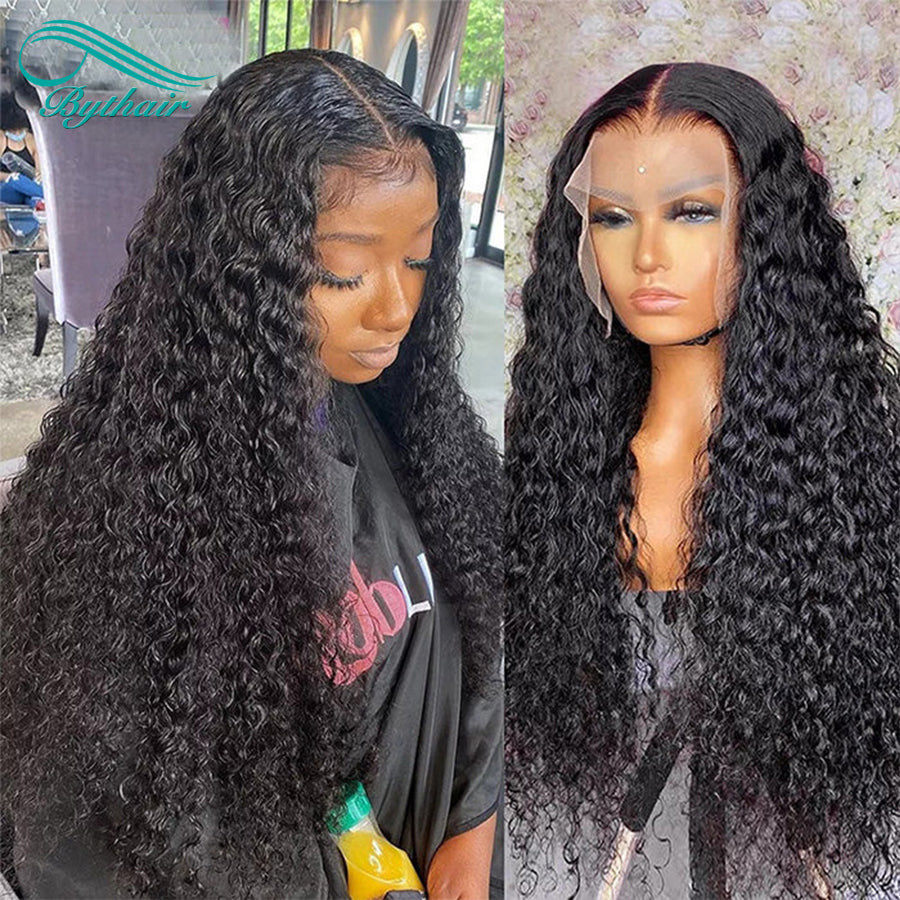 Curly HD Transparent 13x4 13x6 Lace Front Wigs Human Hair Pre Plucked Glueless Lace Wigs