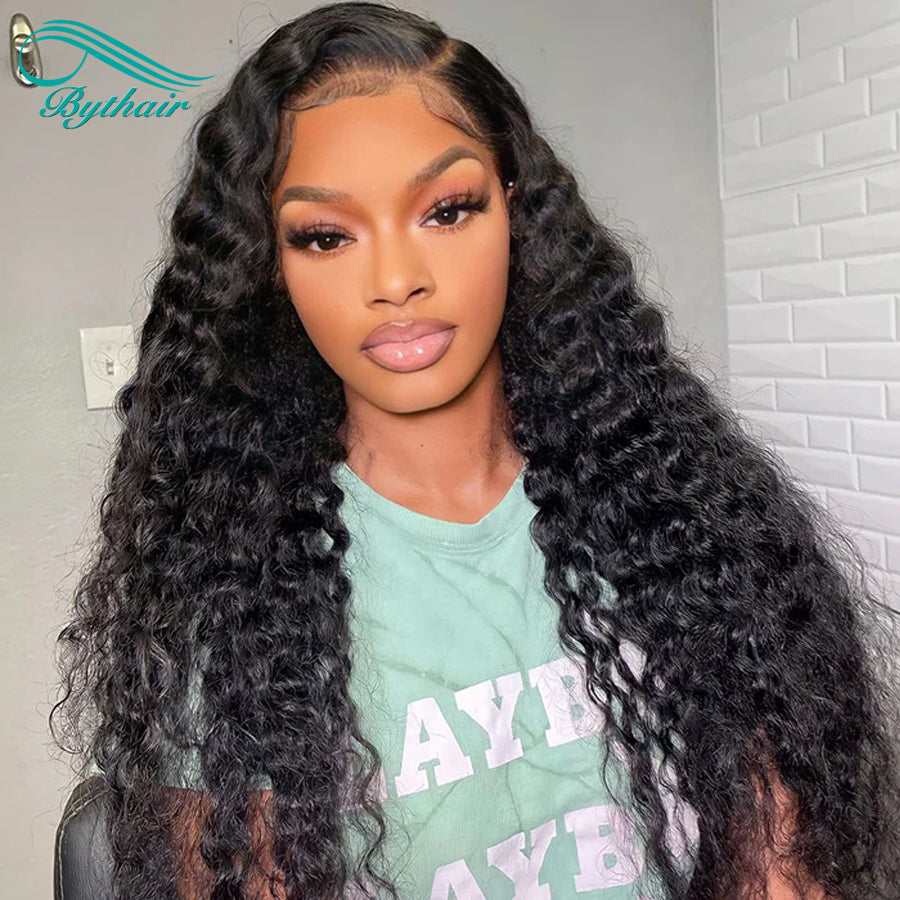 Curly HD Transparent 13x4 13x6 Lace Front Wigs Human Hair Pre Plucked Glueless Lace Wigs