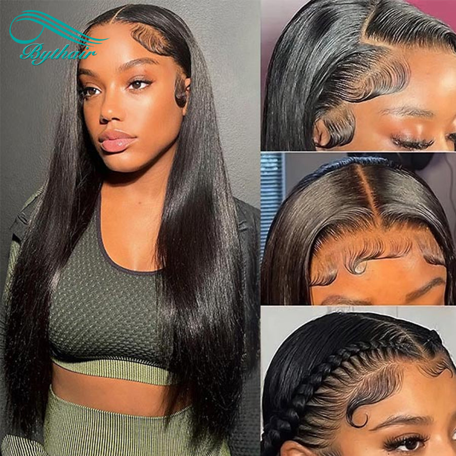 Silky Straight Lace Front Wig Human Hair Glueless 13x4 13x6 HD Transparent Lace Frontal Wigs