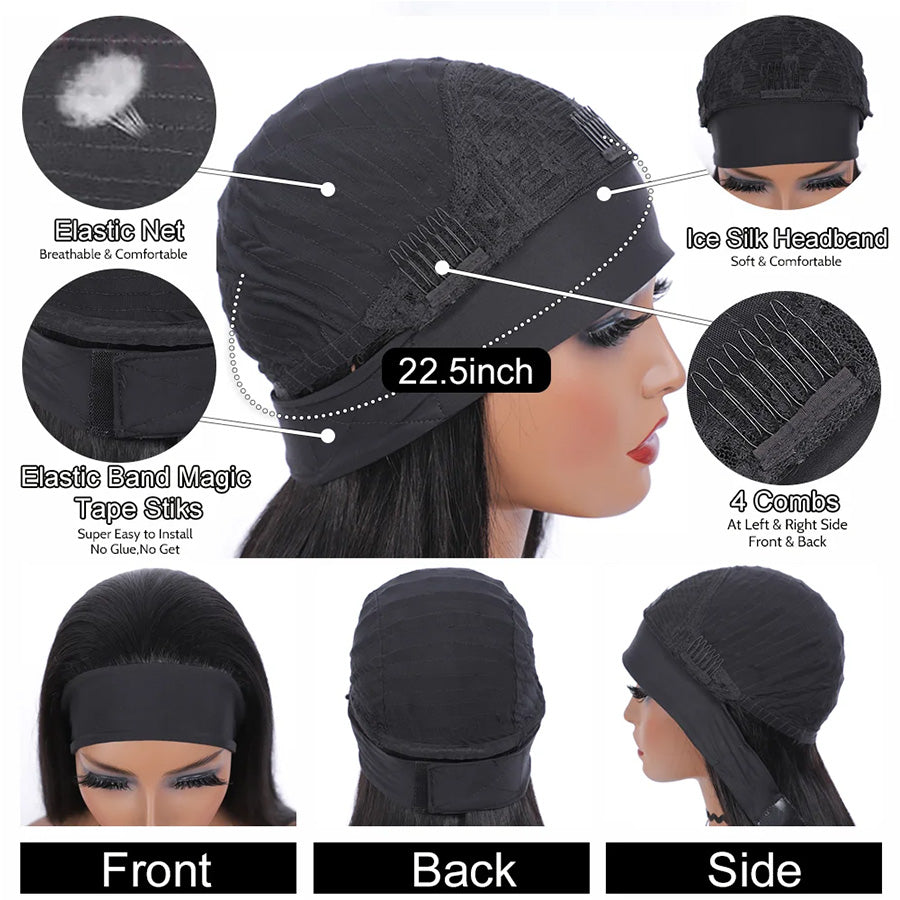 Kinky Curly Headband Wig Human Hair 180% Density Deep Wave Ready To Wear Wig bythairshop