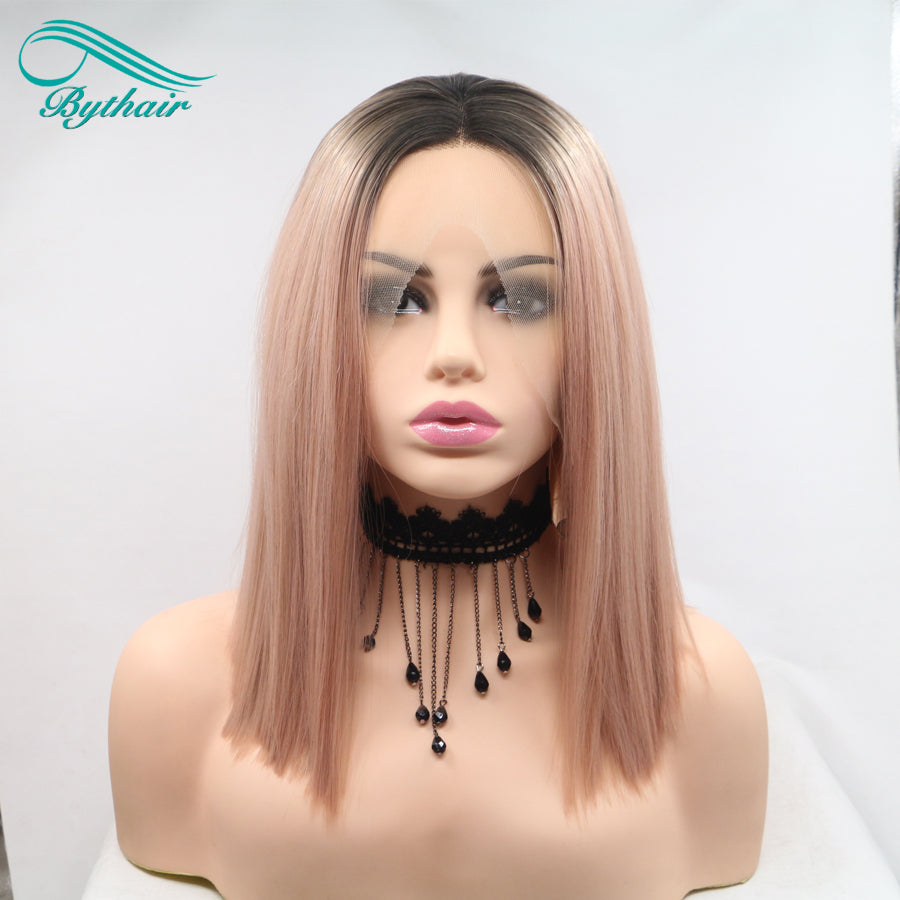 Short Bob Synthetic Lace Front Wig Cosplay Wigs For Women Heat Resistant Fiber Transparent Lace Wigs