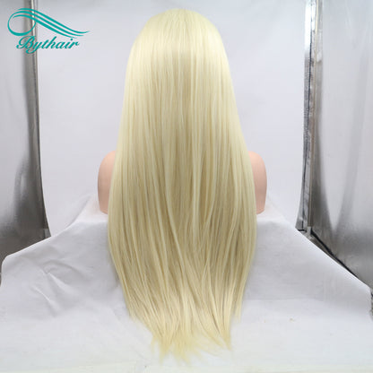 24inch Blonde Color Synthetic Lace Front Wig Cosplay Wigs For Women Heat Resistant Fiber Lace Wigs