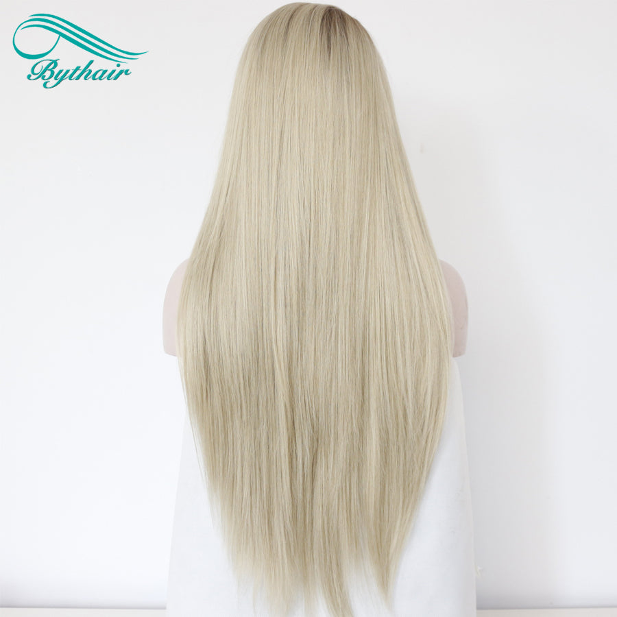 Blonde Color Long Synthetic Lace Front Wig Cosplay Wigs For Women Heat Resistant Fiber Lace Wigs