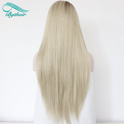 Blonde Color Long Synthetic Lace Front Wig Cosplay Wigs For Women Heat Resistant Fiber Lace Wigs