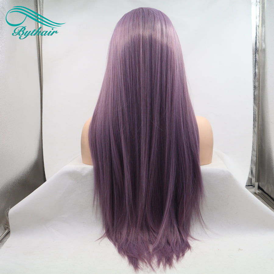 Long Purple Color Synthetic Lace Front Wig Cosplay Wigs For Women Heat Resistant Fiber Lace Wigs