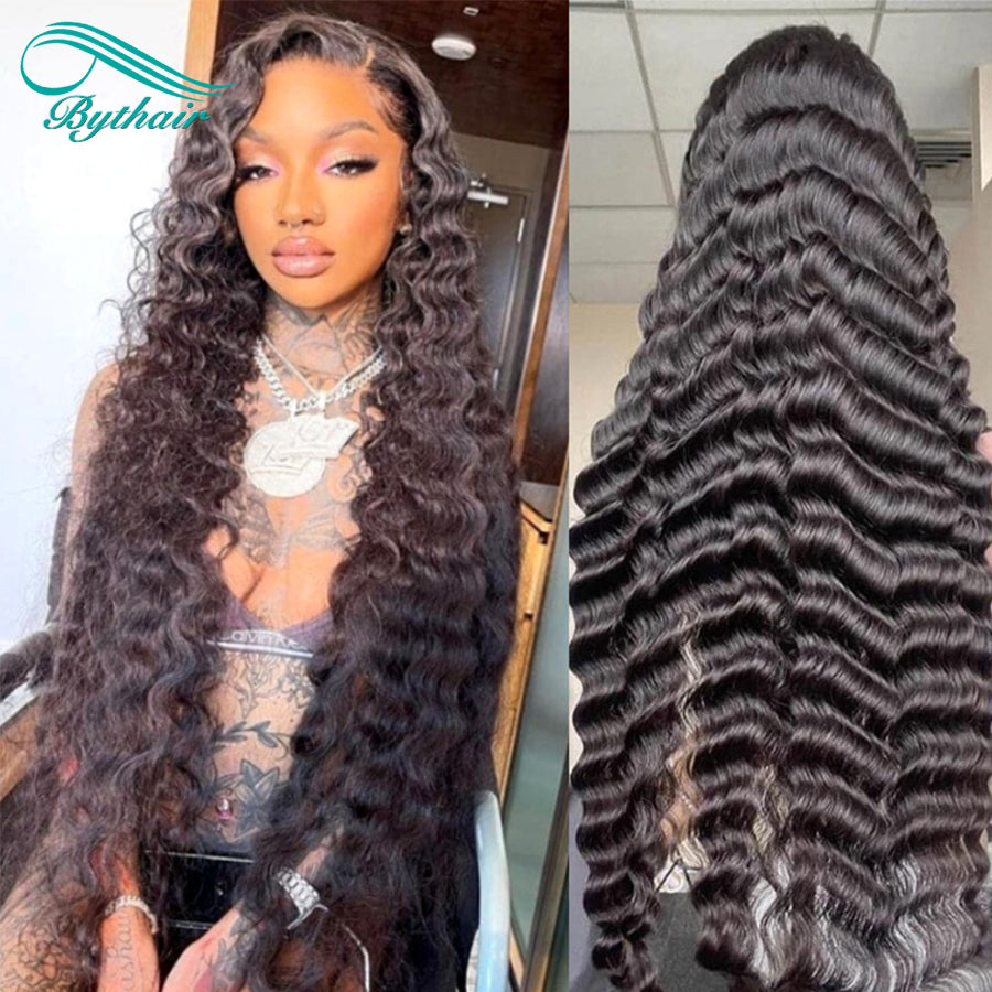 Deep Wave Hd Transparent 13x4 13x6 Lace Front Wig Glueless Human Hair Wigs For Women