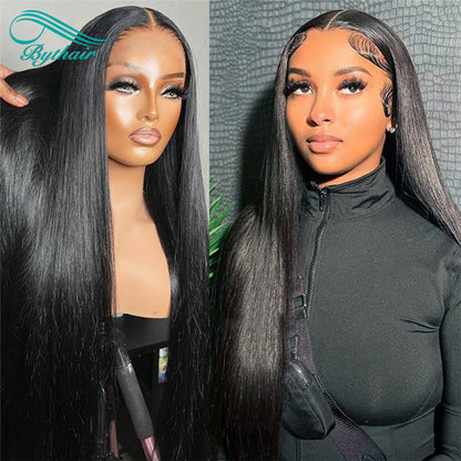 Silky Straight Lace Front Wig Human Hair Glueless 13x4 13x6 HD Transparent Lace Frontal Wigs