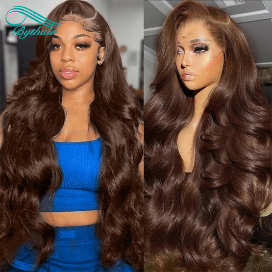 Chocolate Brown Body Wave 5x5 Hd Transparent Lace Closure Wig Human Hair Glueless Wigs For Women