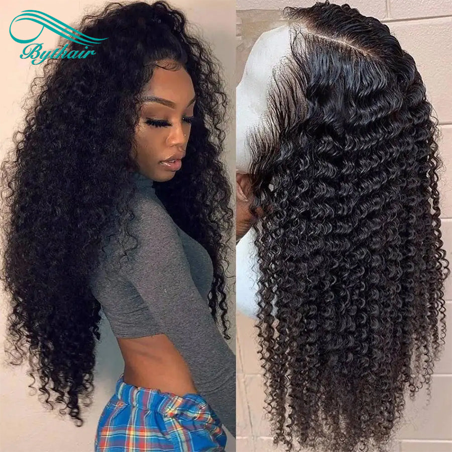 HD Transparent Deep Wave Frontal Wig 13x4/13x6 Curly Lace Front Human Hair Wigs For Women