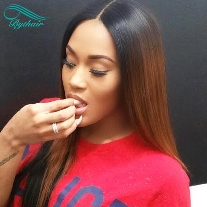 Straight Ombre Lace Front Wigs Human Hair Glueless 13x4 13x6 Transparent Lace Frontal Wigs