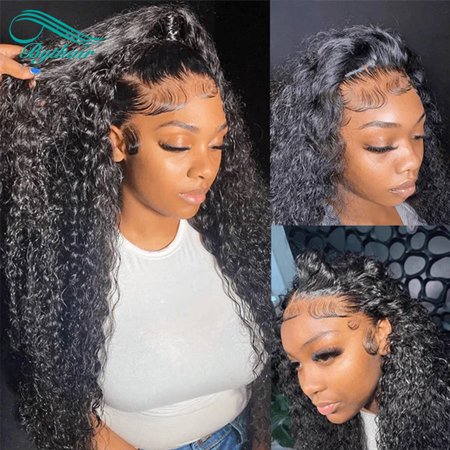 Kinky Curly Full Lace Wigs Human Hair HD Transparent Lace Human Hair Wigs For Black Women