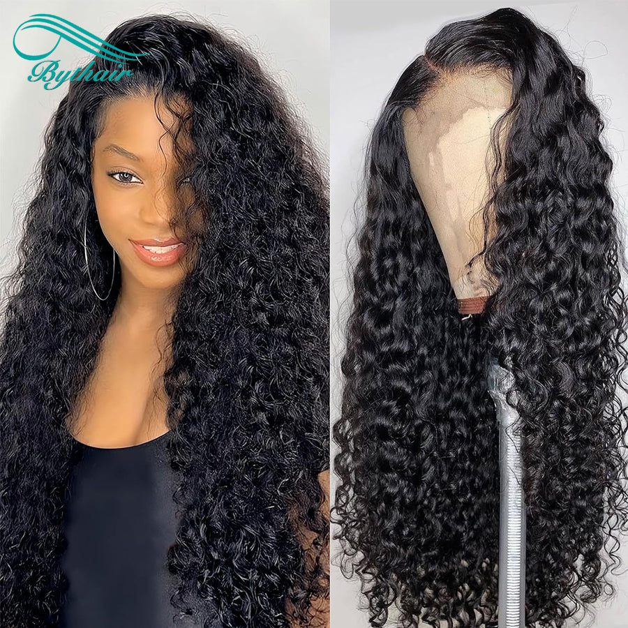 Long Curly Lace Front Human Hair Wig Glueless 13x4 13x6 Transparent Lace Frontal Wigs