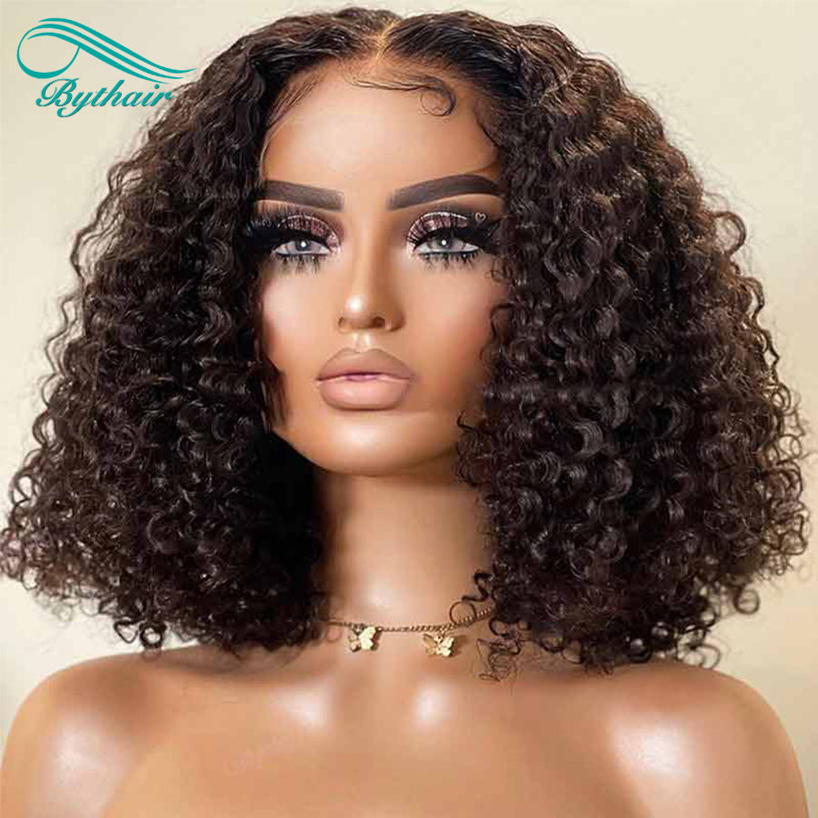 Short Bob Curly Human Hair Wigs 13x4 13x6 Lace Front Wig Glueless For Women