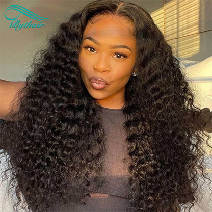 Brazilian Hair Deep Wave Glueless 13x4 13x6 Hd Transparent Lace Front Wig 100% Human Hair For Women