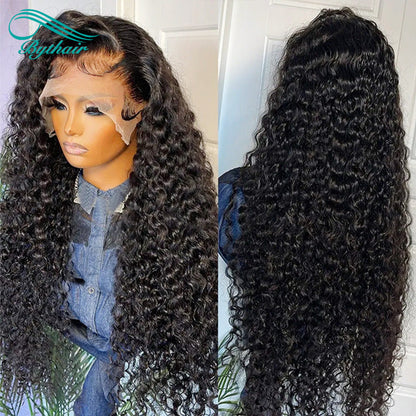 Long Curly HD Transparent 13x4 13x6 Lace Front Wigs Human Hair Pre Plucked Glueless Lace Wigs