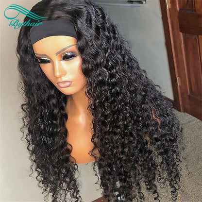 Kinky Curly Headband Wig Human Hair 180% Density Deep Wave Ready To Wear Wig bythairshop