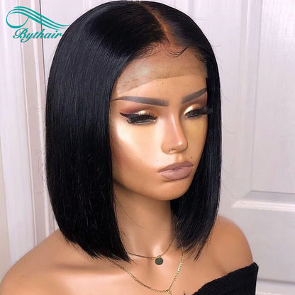 Straight Short Bob Full Lace Wigs Human Hair Glueless Human Hair Wigs For Black Women