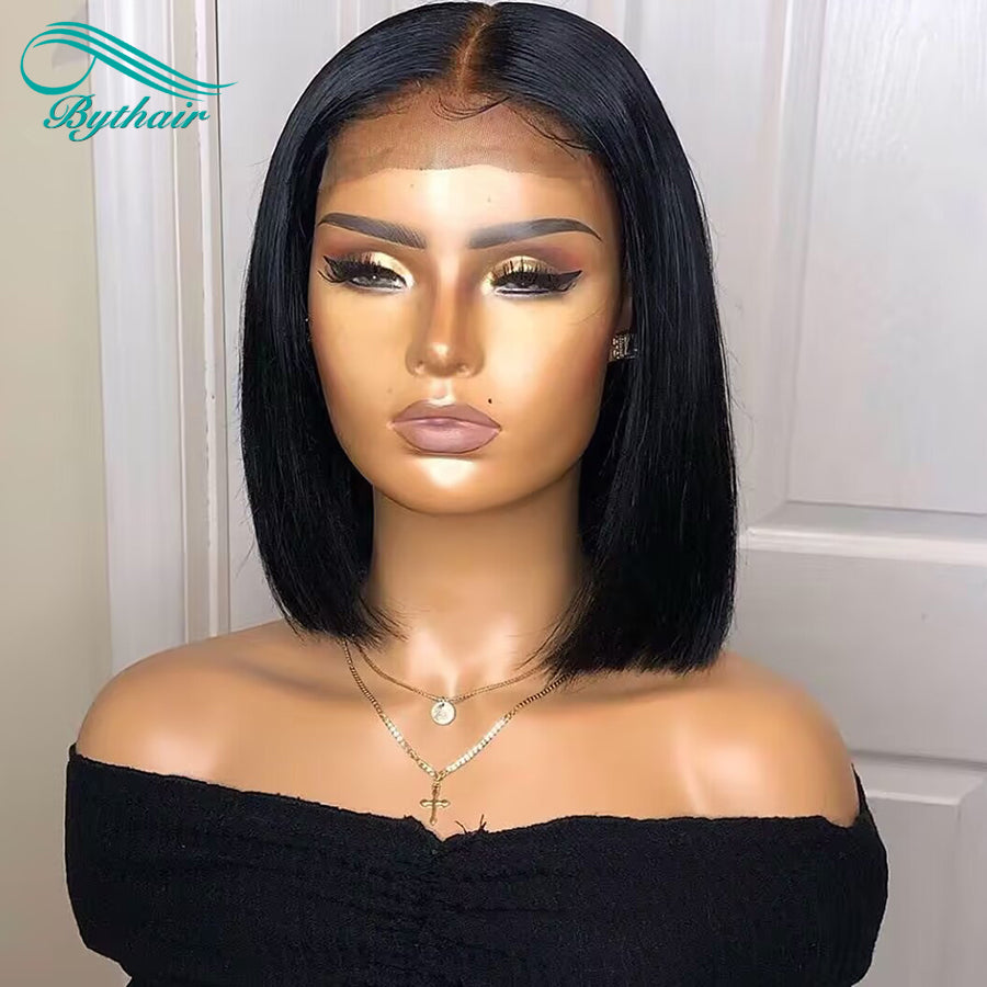 Straight Short Bob Full Lace Wigs Human Hair Glueless Human Hair Wigs For Black Women