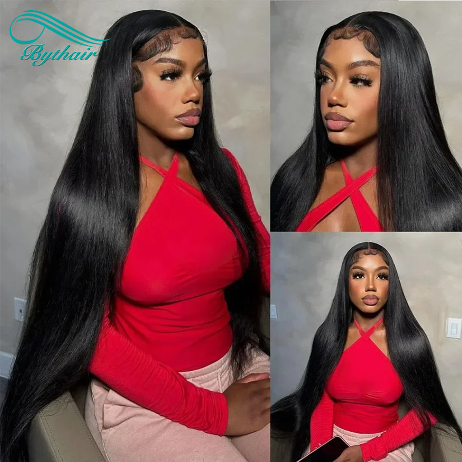 Straight 5x5 Hd Transparent Lace Closure Wigs Human Hair Pre Plucked with Baby Hair For Women