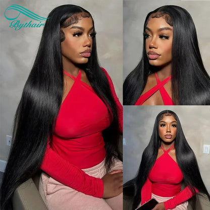 Straight 5x5 Hd Transparent Lace Closure Wigs Human Hair Pre Plucked with Baby Hair For Women