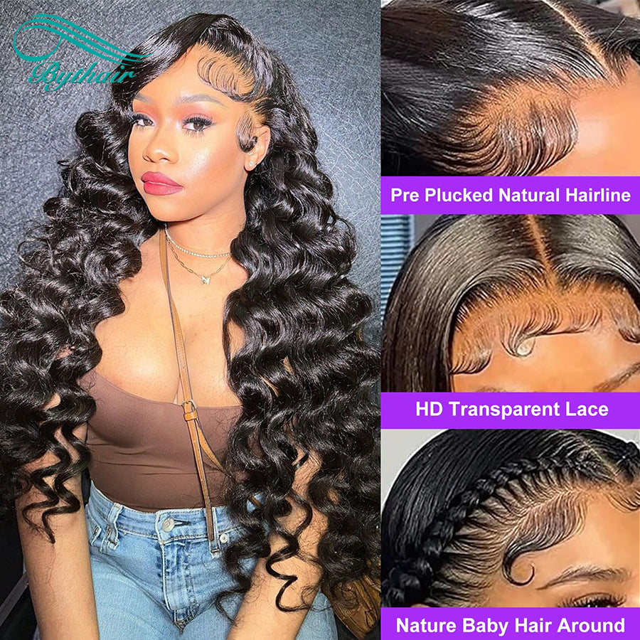 13x4 13x6 Deep Wave Lace Front Wigs Human Hair Glueless Wigs for Women Pre Plucked with Baby Hair