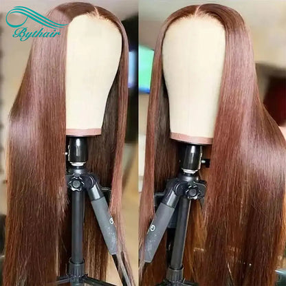 #4 Chocolate Brown Wig Straight 13x4 13x6 Lace Front Human Hair Wigs For Black Women