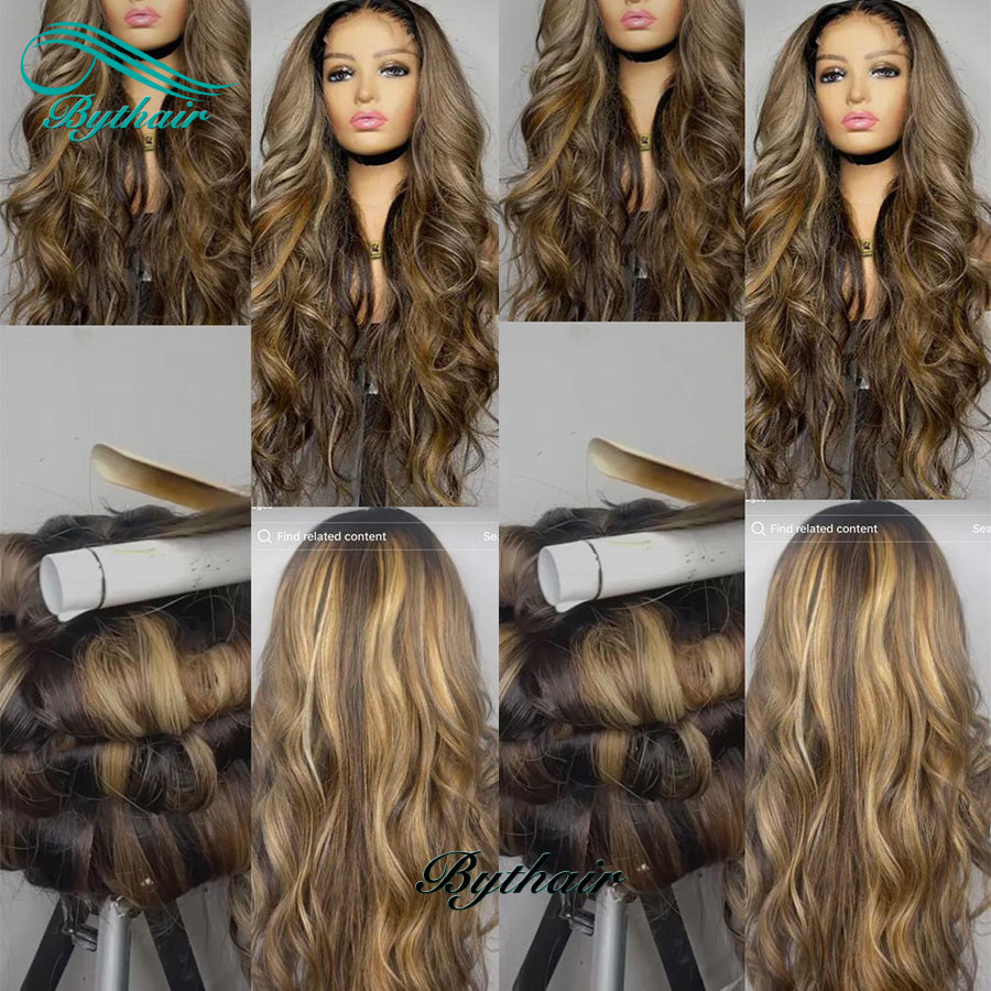 Highlight Color Loose Body Wave 13x4 13x6 Lace Front Wig 100% Human Hair Glueless Wig