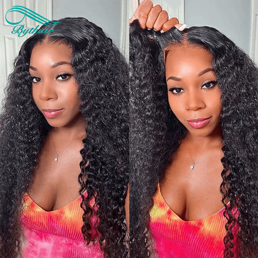 Kinky Curly Full Lace Wigs Human Hair HD Transparent Lace Human Hair Wigs For Black Women