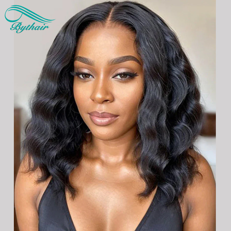 Water Wave Short Bob Hd Transparent 13x4 13x6 Lace Front Human Hair Wigs Glueless Lace Wig