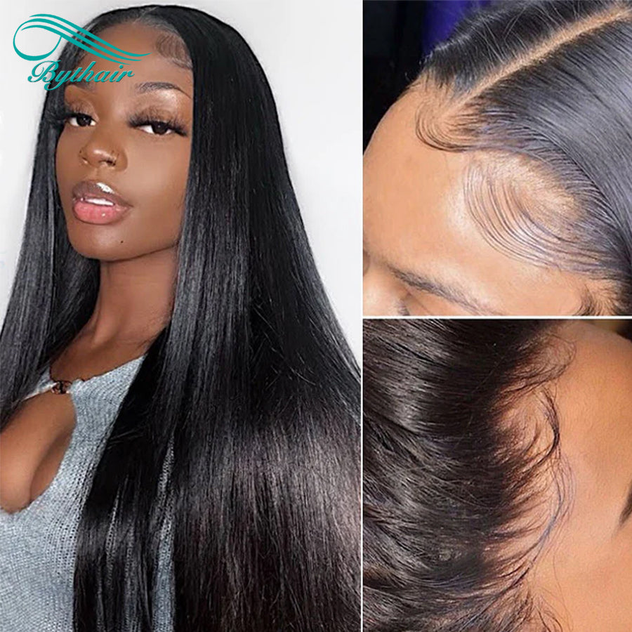 Silky Straight Lace Front Wig Human Hair Glueless 13x4 13x6 HD Transparent Lace Frontal Wigs