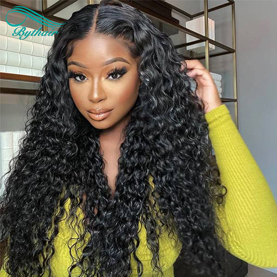 Brazilian Hair Deep Wave Glueless 13x4 13x6 Hd Transparent Lace Front Wig 100% Human Hair For Women