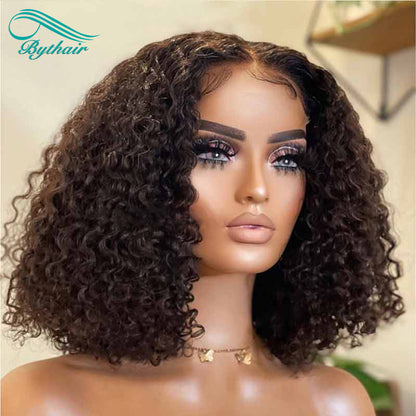 Short Bob Curly Human Hair Wigs 13x4 13x6 Lace Front Wig Glueless For Women