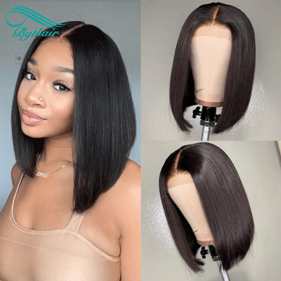 Short Bob Wigs Brazilian Straight 13×4 13x6 HD Lace Front Human Hair Wigs 180% Density