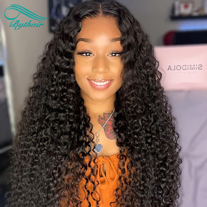 Long Curly 13x4 13x6 Lace Front Wigs Human Hair Pre Plucked HD Transparent Glueless Lace Wigs