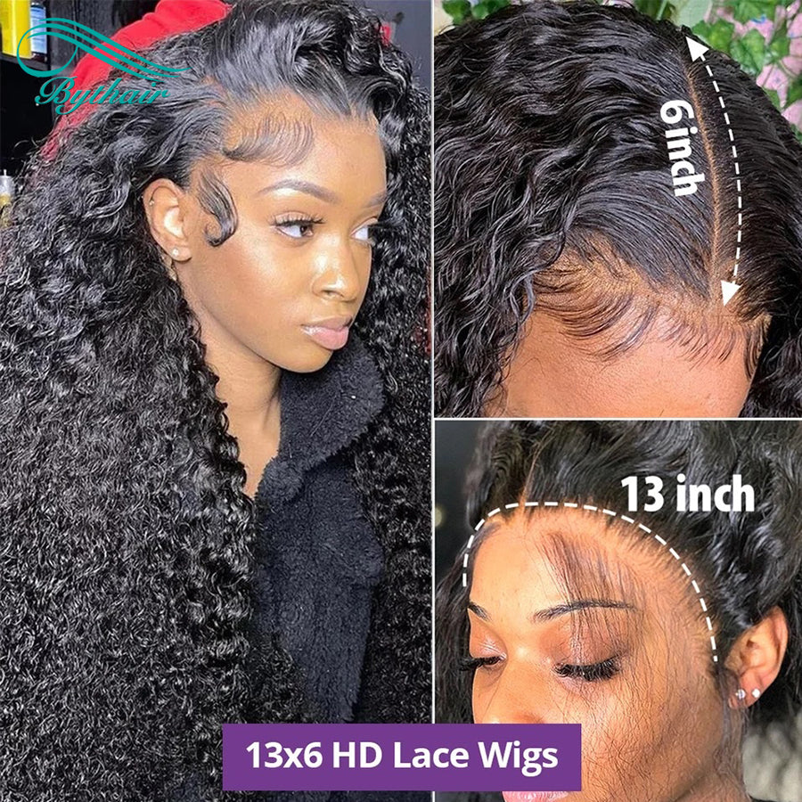 Curly Lace Front Human Hair Wigs for Black Women Pre Plucked 13x4 13x6 Hd Transparent Lace Frontal Wig