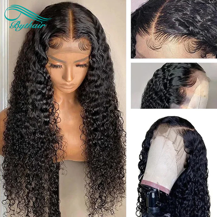 Deep Curly Glueless Lace Wig Hd Transparent 13x4 Lace Front Human Hair Wigs 13x6 Lace Frontal Wig Pre Plucked