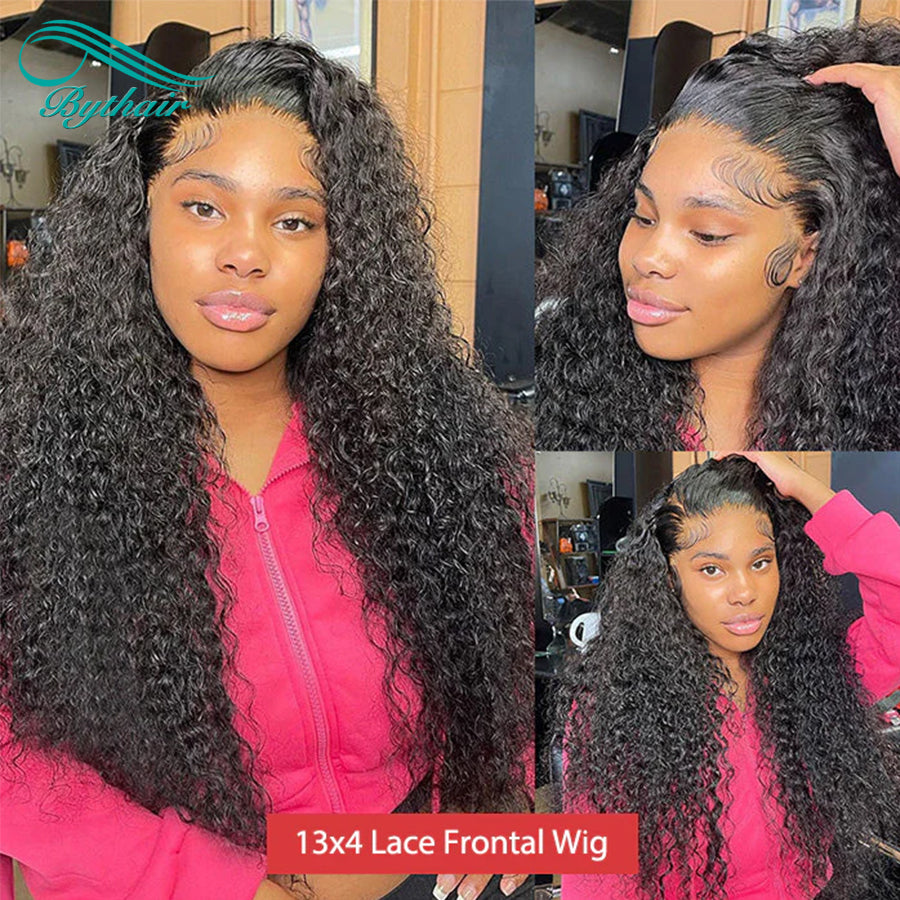 Long Curly HD Transparent 13x4 13x6 Lace Front Wigs Human Hair Pre Plucked Glueless Lace Wigs