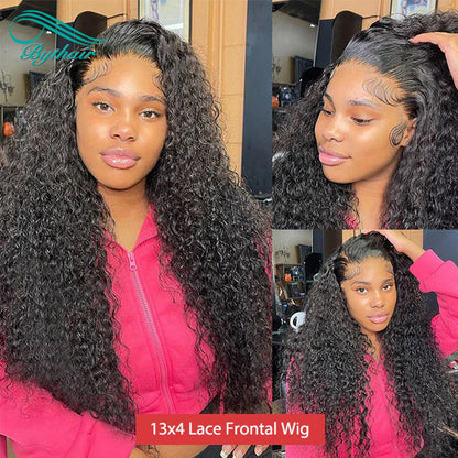 Long Curly HD Transparent 13x4 13x6 Lace Front Wigs Human Hair Pre Plucked Glueless Lace Wigs