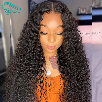 Long Curly 13x4 13x6 Lace Front Wigs Human Hair Pre Plucked HD Transparent Glueless Lace Wigs