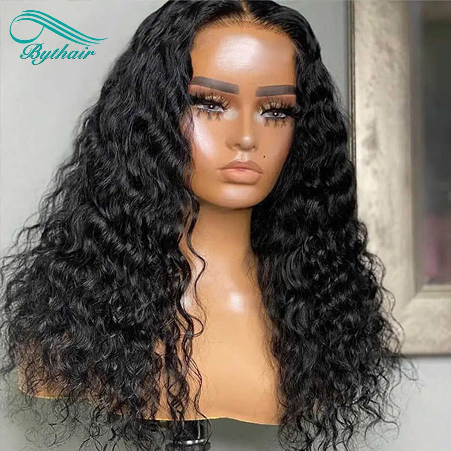 Water Wave 5x5 Hd Transparent Lace Closure Wig Human Hair Glueless Wigs For Women