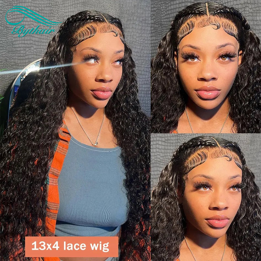 Hd Transparent 13x4 13x6 Curly Lace Front Wigs Human Hair Pre Plucked Glueless Lace Wigs