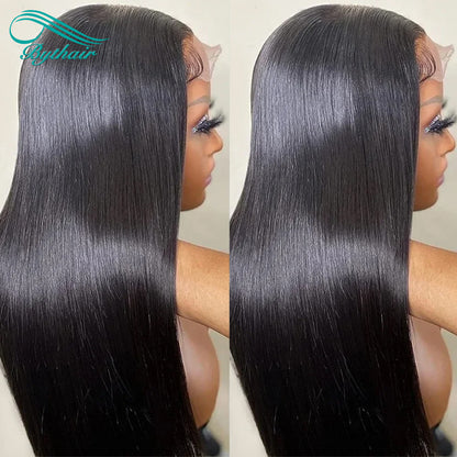 Straight 5x5 Hd Transparent Lace Closure Wigs Human Hair Pre Plucked with Baby Hair For Women