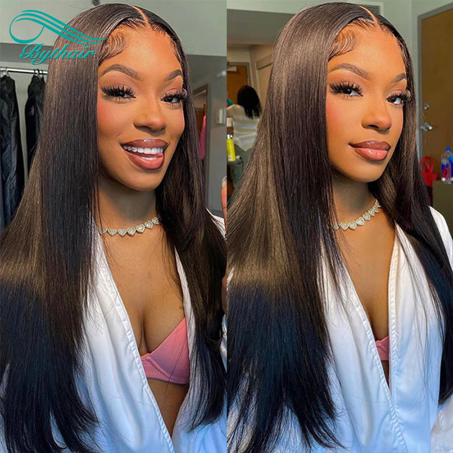 Silky Straight Lace Front Wig Human Hair Glueless 13x4 13x6 HD Transparent Lace Frontal Wigs