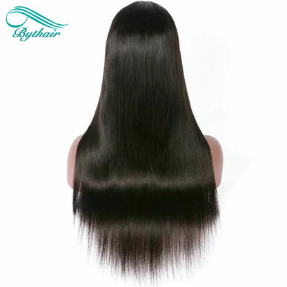 Straight Human Hair Wigs With Bangs Glueless Silk Base Full Lace Wig 5x5 inch Silk Top Full Lace Wig For Women