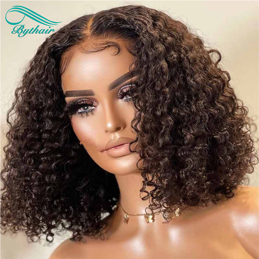 Short Bob Curly Human Hair Wigs 13x4 13x6 Lace Front Wig Glueless For Women