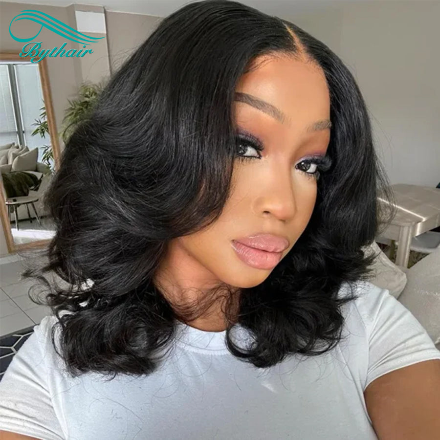 bythairshop Short Loose Wave 5x5 Lace Closure Wig Human Hair Glueless Wig