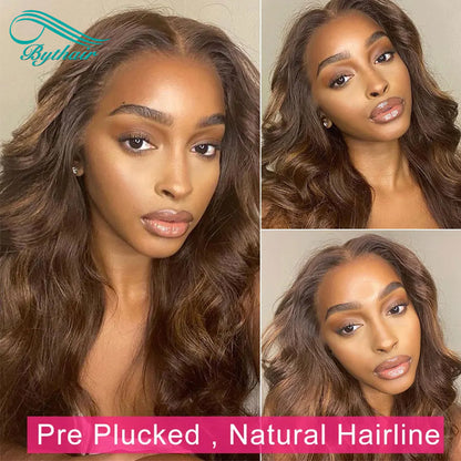 Chocolate Brown Body Wave 5x5 Hd Transparent Lace Closure Wig Human Hair Glueless Wigs For Women