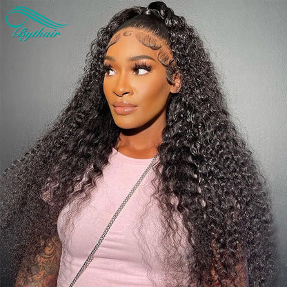 Long Curly HD Transparent 13x4 13x6 Lace Front Wigs Human Hair Pre Plucked Glueless Lace Wigs