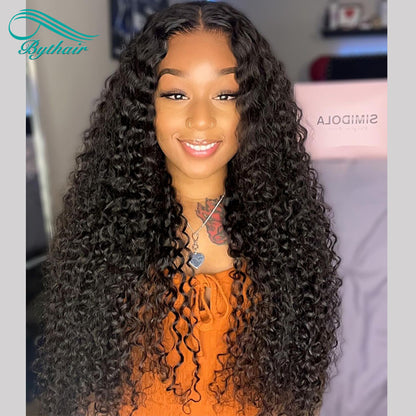 Long Curly 13x4 13x6 Lace Front Wigs Human Hair Pre Plucked HD Transparent Glueless Lace Wigs