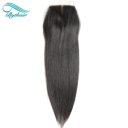 Straight Hair Bundles With Closure 100% Human Hair 4x4 Lace Closure With Bundles